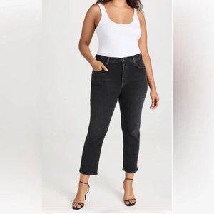 AGOLDE Riley High Rise Straight Crop Jeans in Black Size 32